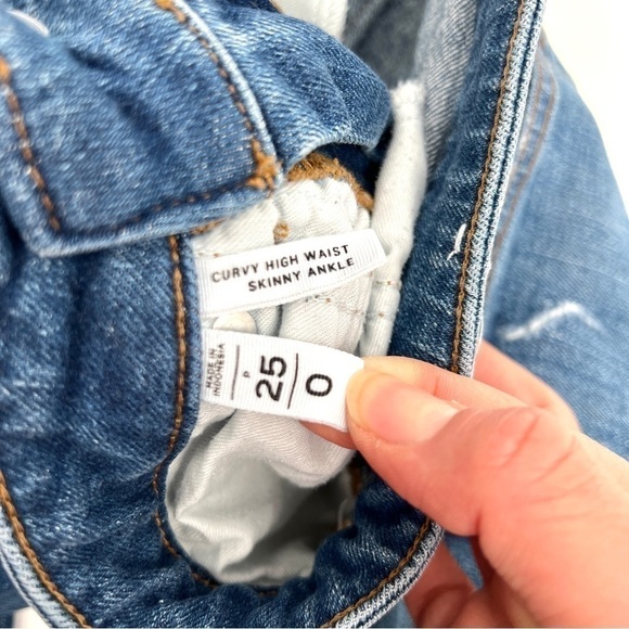 LOFT Woman's Blue Medium Wash Curvy High Waist Skinny Ankle Jeans Size 25 - Picture 6 of 13